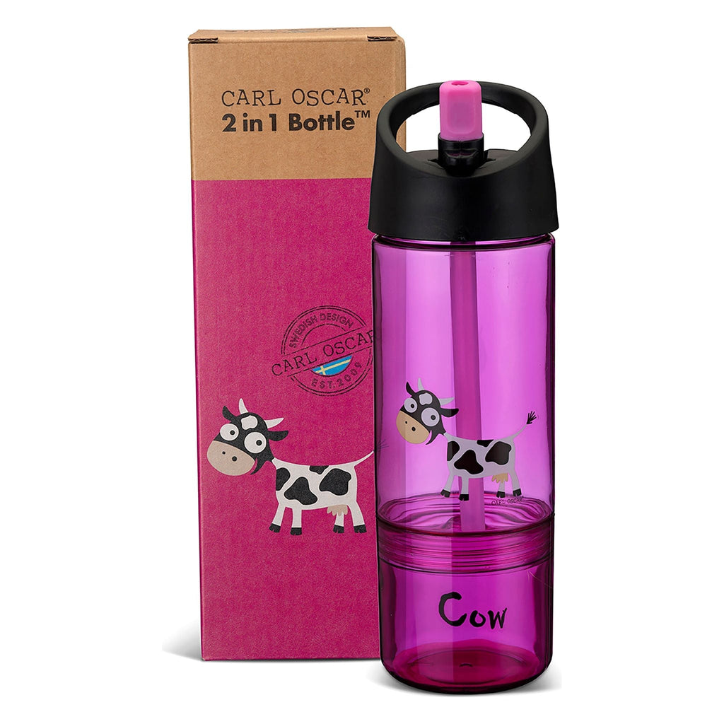 Carl Oscar Lila Wasserflasche 2 in 1, Kinder 0,3 + 0,15 L  - Türkis, Limette und Lila