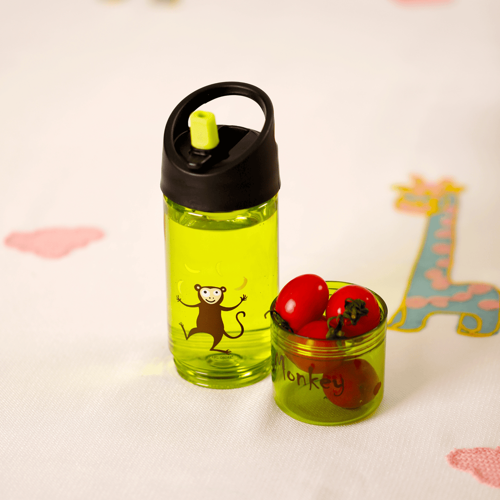 Carl Oscar Wasserflasche 2 in 1, Kinder 0,3 + 0,15 L  - Türkis, Limette und Lila