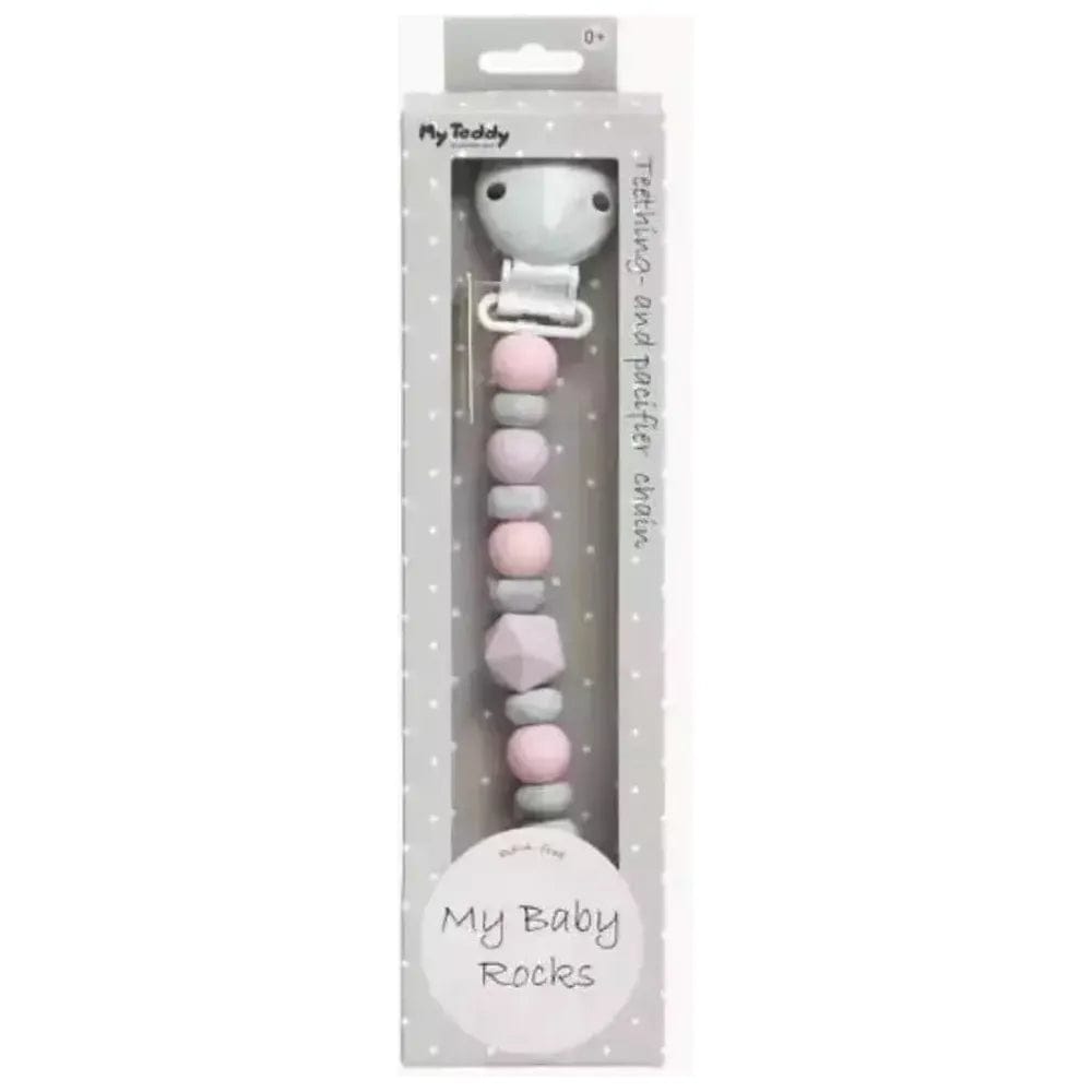 Light Gray My baby rocks - Schnullerkette & Beißring - Marmor lila Diamant