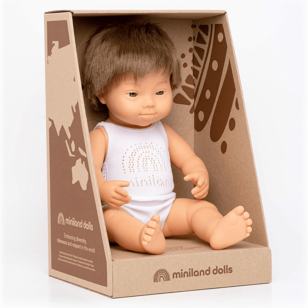 miniland Toys & Games Toys>Dolls, Playsets & Toy Figures>Dolls miniland Babypuppe europäischer Junge 38cm mit Down Syndrom