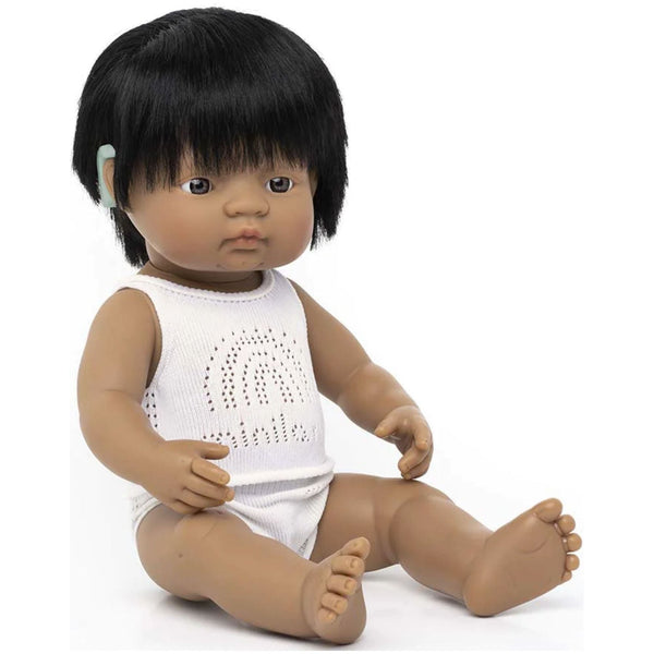 miniland Toys & Games Toys>Dolls, Playsets & Toy Figures>Dolls miniland Babypuppe Hispanic Junge mit Cochlea-Implantat 38 cm Hörgerät