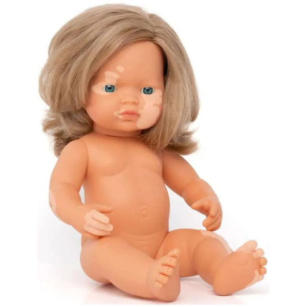 miniland Toys & Games Toys>Dolls, Playsets & Toy Figures>Dolls miniland Puppe kaukasisches dunkelblondes Mädchen mit Vitiligo 38cm