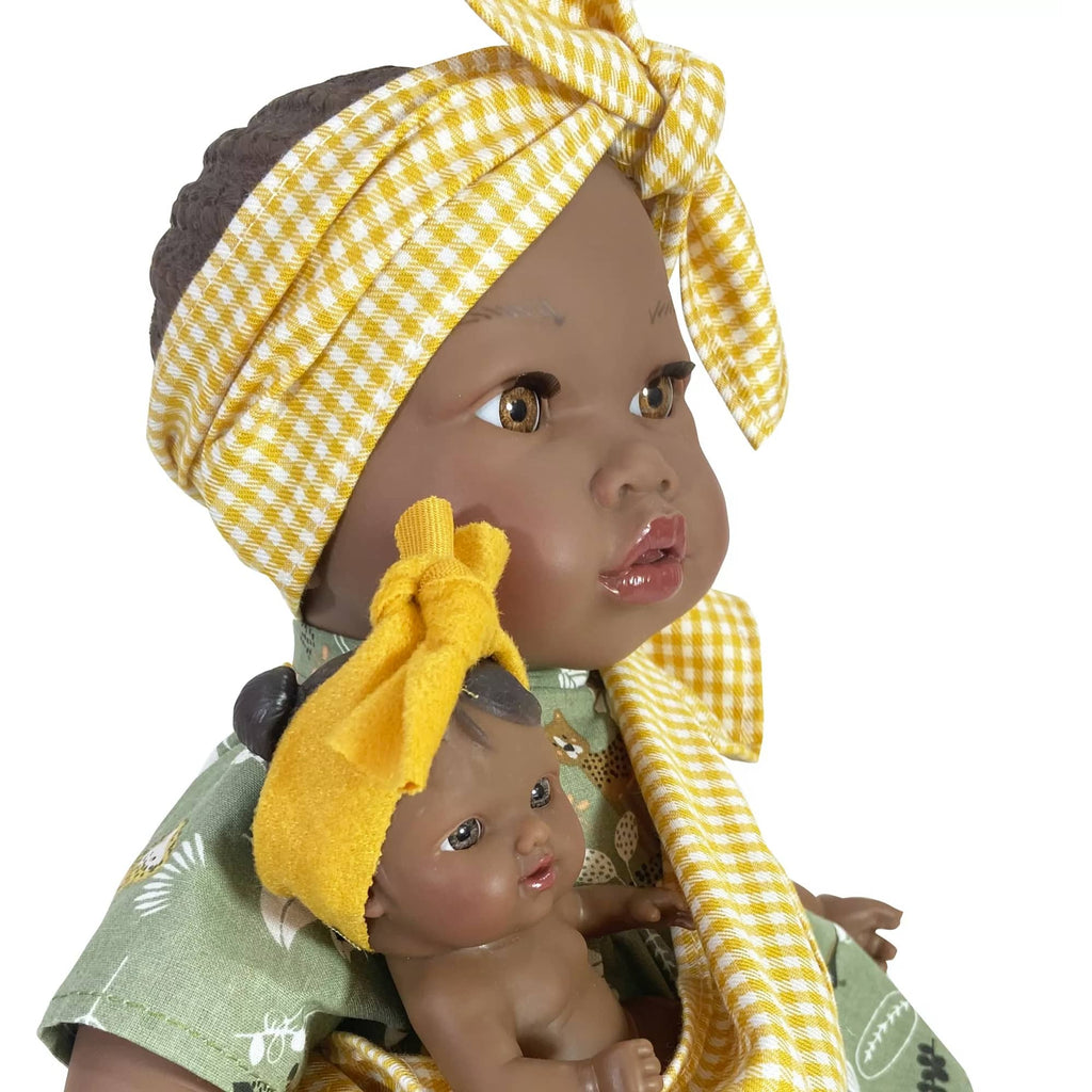 Dim Gray Alika-Puppe mit Baby (afrikanisch mit Tierkleid)