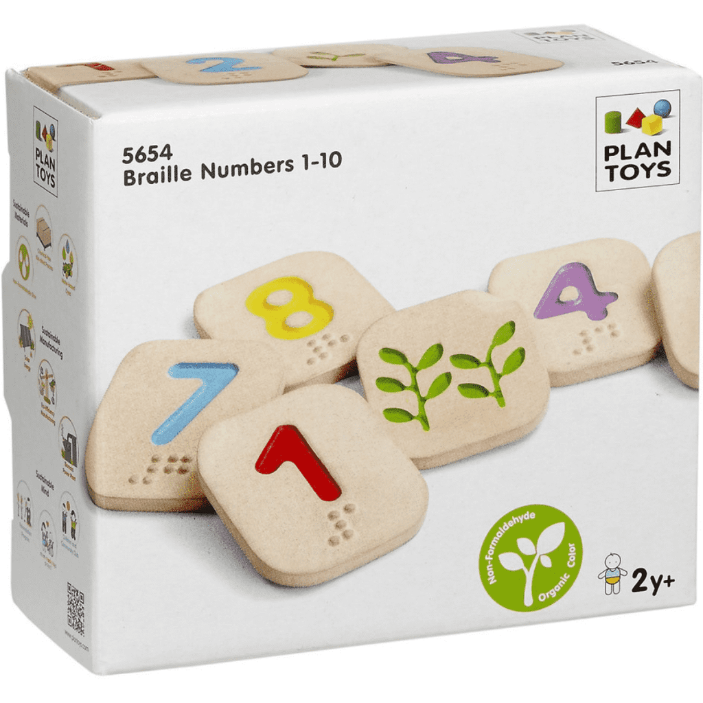 Plan Toys Spielzeug > Lernspielzeug > Lernspielzeug für Kleinkinder > Baby & Kleinkind > umweltfreundlic > Holzspielzeug > Holzspielzeug für Entwicklungsförderung und Spielspaß > nachhaltige Kinderspielzeug > Lernspiel Zahlen > Zahlen in Blindenschrift Plantoys Numbers 1-10 Braille