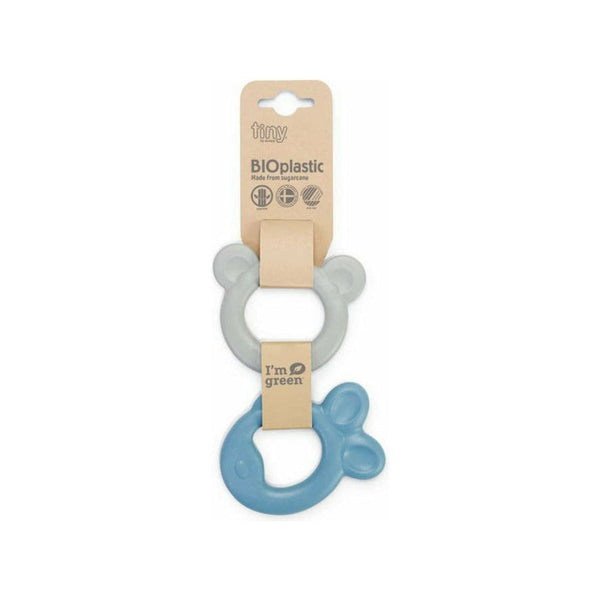 TrendBuzz Pacifiers & Teethers TINY BIO BEIßRING BLAU & GRAU 2 STCK (8.5cm - 10.5cm) TINY BIO BEIßRINGE AUS ZUCKERROHR